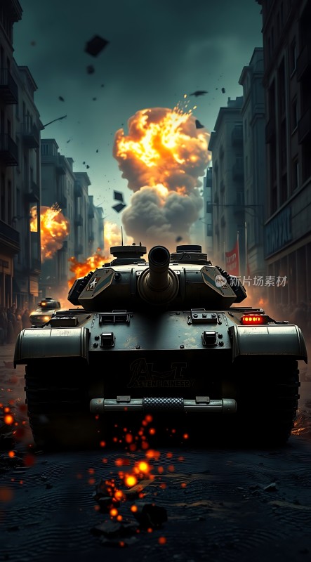 坦克战火中的城市