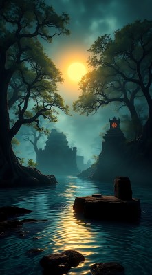 神秘古堡日落湖畔 神秘古堡日落湖畔