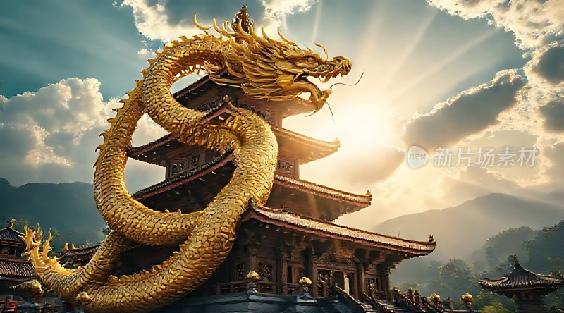 金龙盘旋古建筑