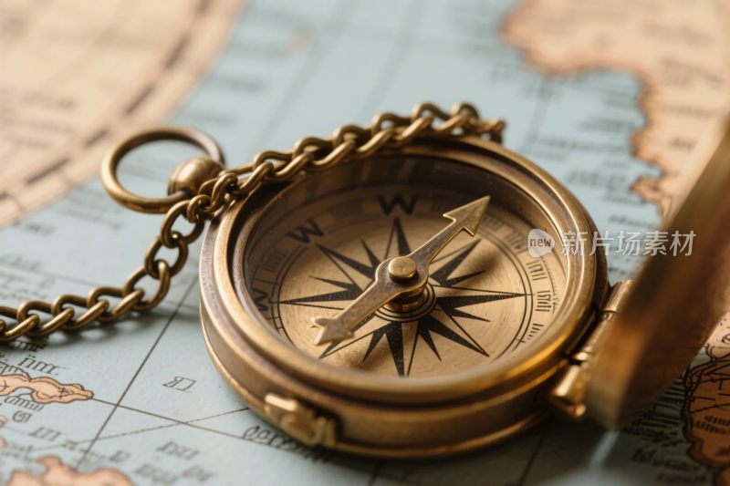 复古指南针与地图