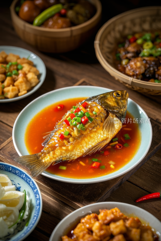 糖醋鲤鱼中国传统经典美食中式家常美味食物