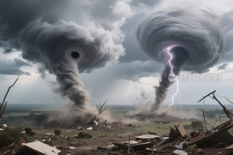 龙卷风闪电灾害场景