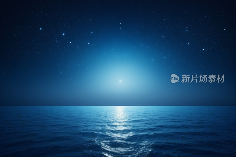 海洋上空满月的星星高清背景图片