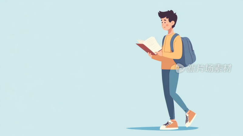 高考冲刺，努力学习的学生男孩卡通插画