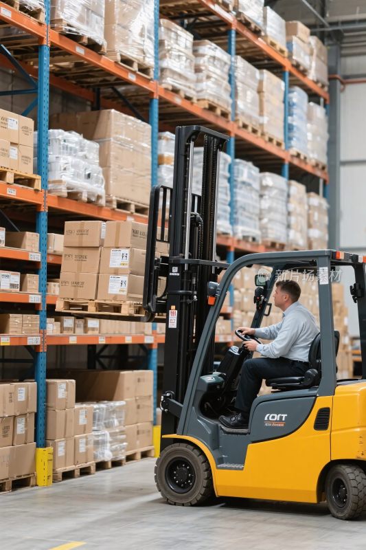 仓库叉车货物搬运