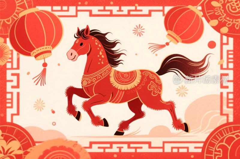 传统生肖马插画