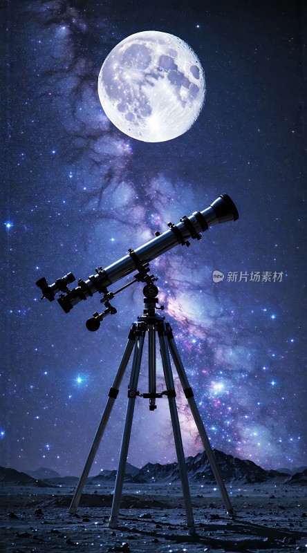 夜空下的望远镜探索宇宙奥秘