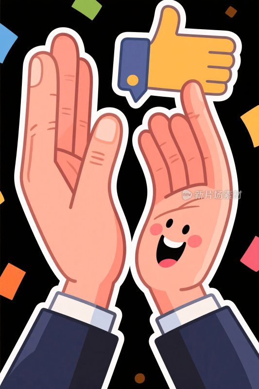 卡通手势点赞插画