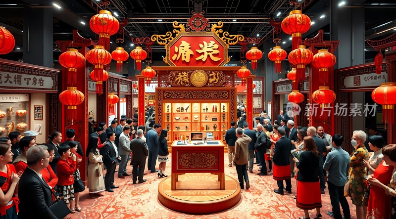 春节庙会热闹非凡灯笼高挂人潮涌动年味十足