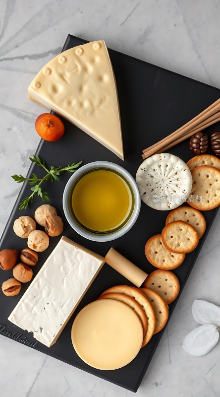奶酪拼盘配坚果和饼干