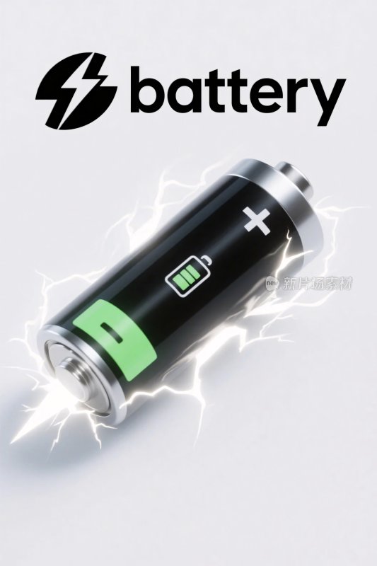 电池插画与电力标志