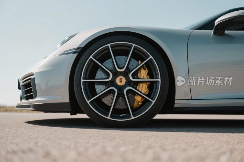 银色跑车的轮毂特写