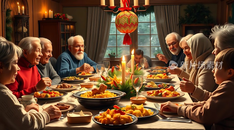温馨家庭聚餐共庆佳节