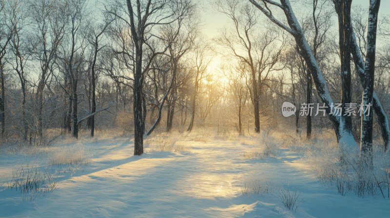 冬天树林冬季风景冬日雪景风光