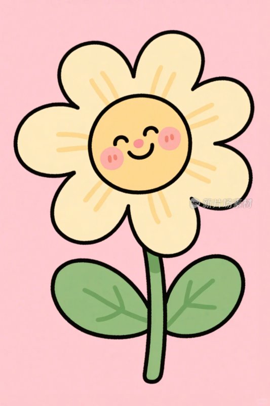 可爱笑脸花卉插画