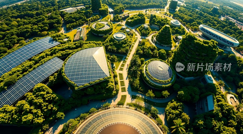 绿色生态园区太阳能与自然和谐共处