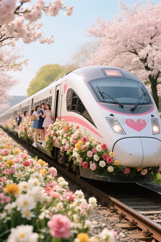 樱花列车花海风光