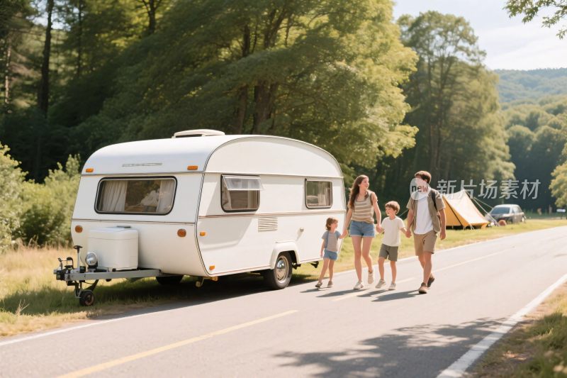 户外房车家庭出游