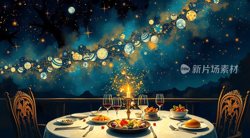 星空下的浪漫晚餐