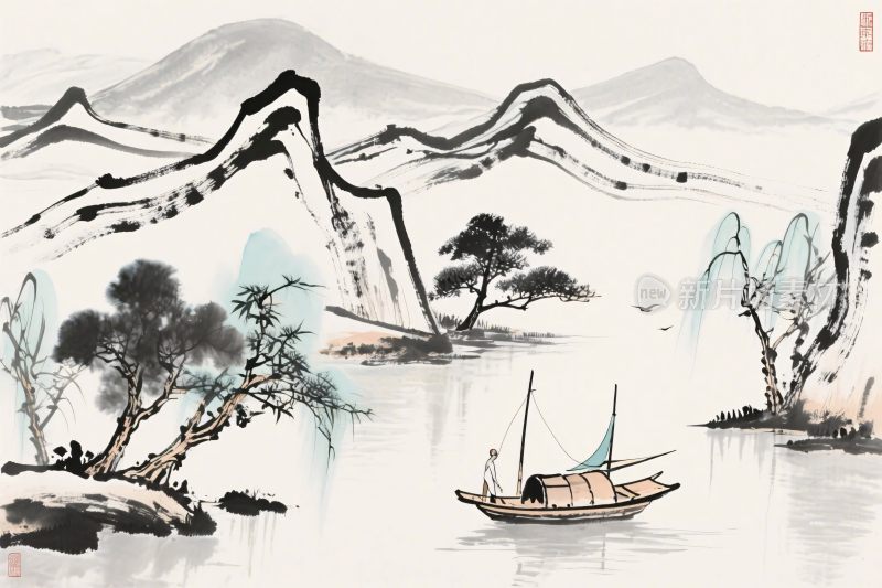 水墨山水国画风景