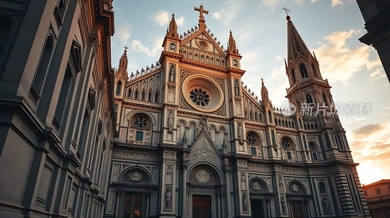 日落下的宏伟教堂