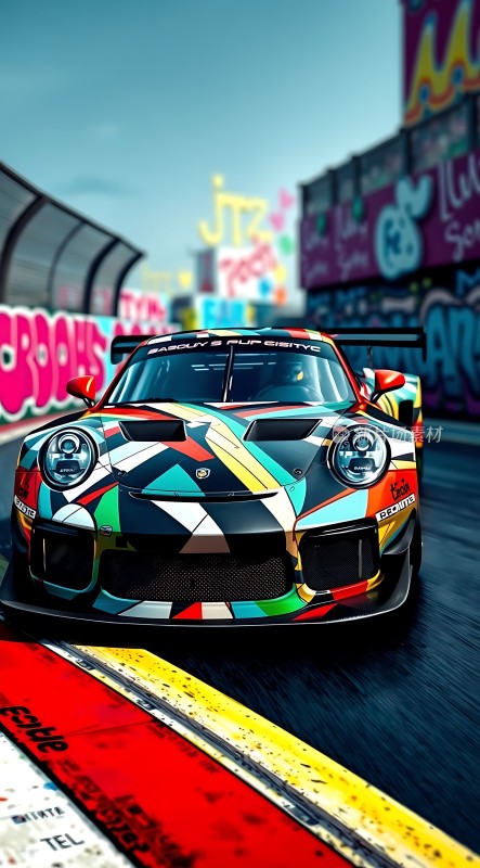 赛道上的多彩赛车