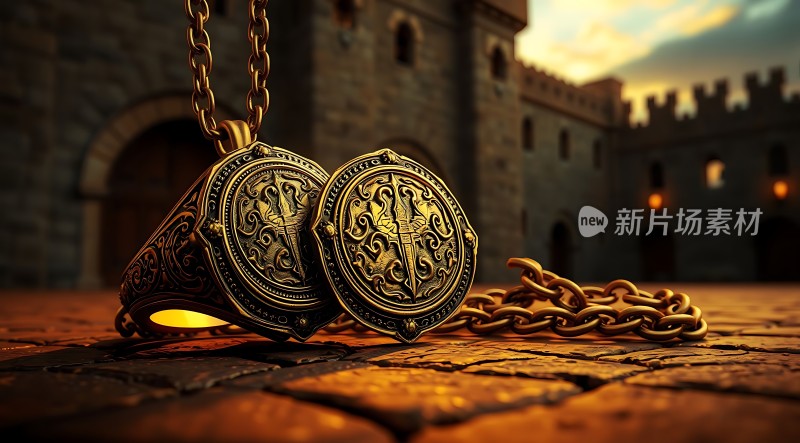 古堡秘宝黄金项链与戒指