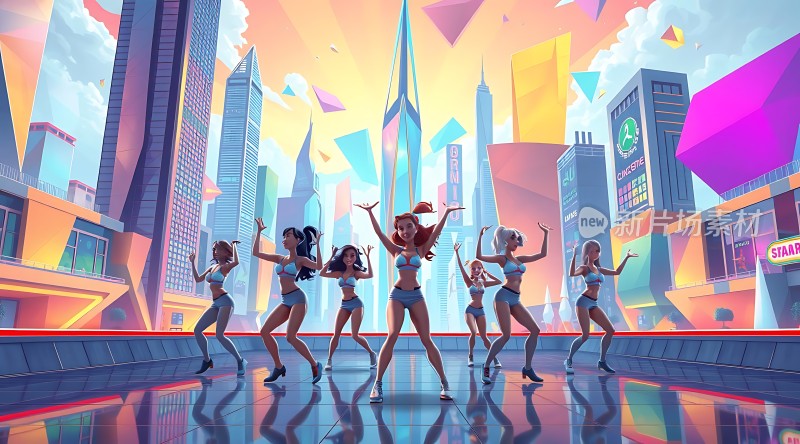 都市舞者霓虹灯光下的活力盛宴