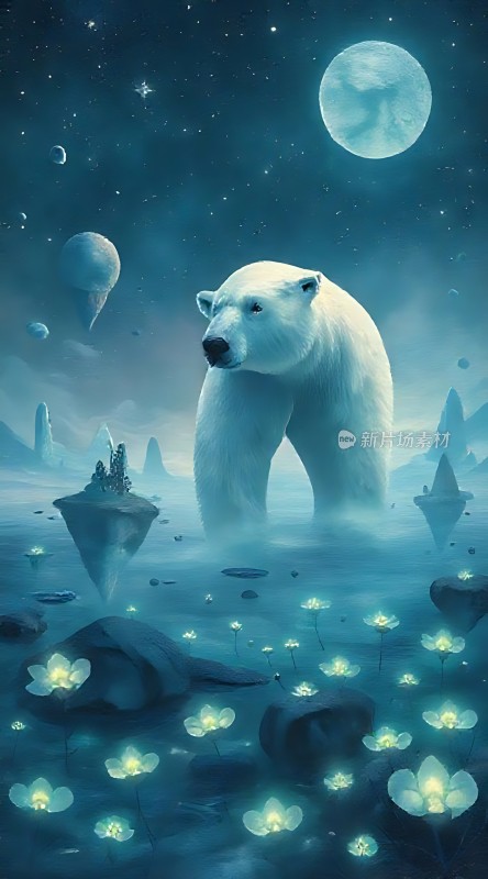 北极熊与梦幻夜空