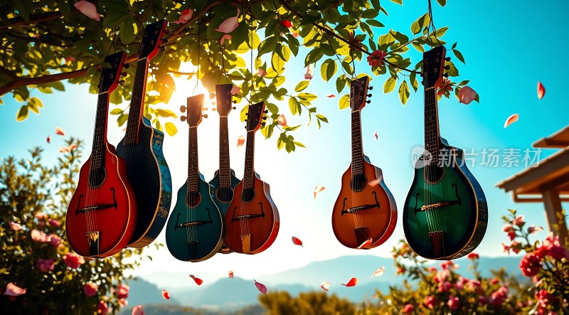 吉他花海阳光下的音乐梦想