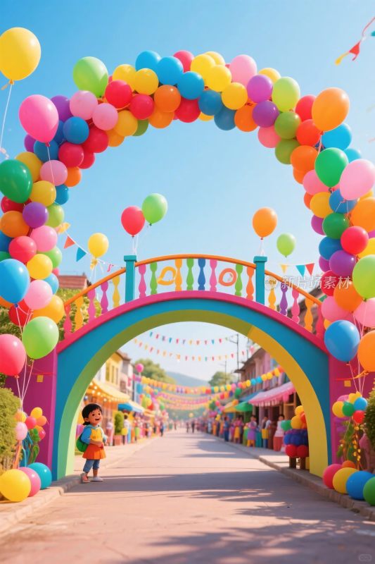 彩色气球拱门欢乐场景