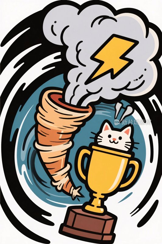 卡通奖杯龙卷风插画