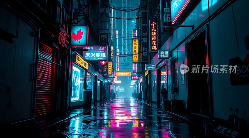 霓虹灯下的繁华街道