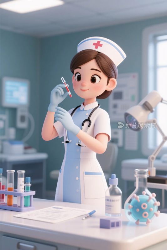 卡通护士实验室插画