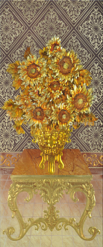 欧式向日葵屏风背景