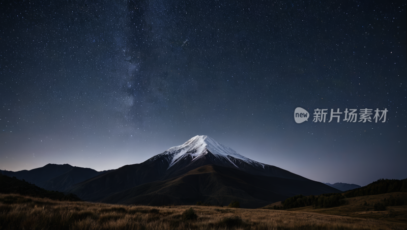 一座满天星星的山风景风光高清图片