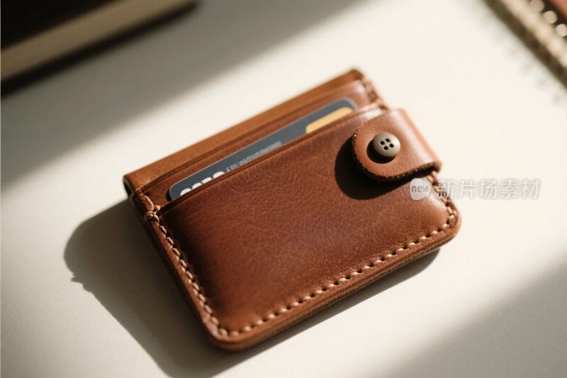 棕色皮质卡片包特写