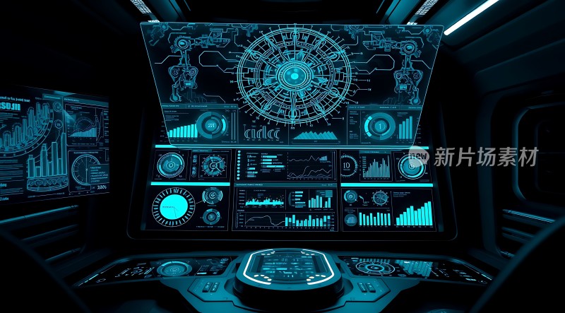 未来科技驾驶舱全息数据展示智能控制面板