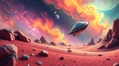 火星探索外星飞船降临红色星球