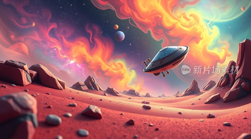 火星探索外星飞船降临红色星球