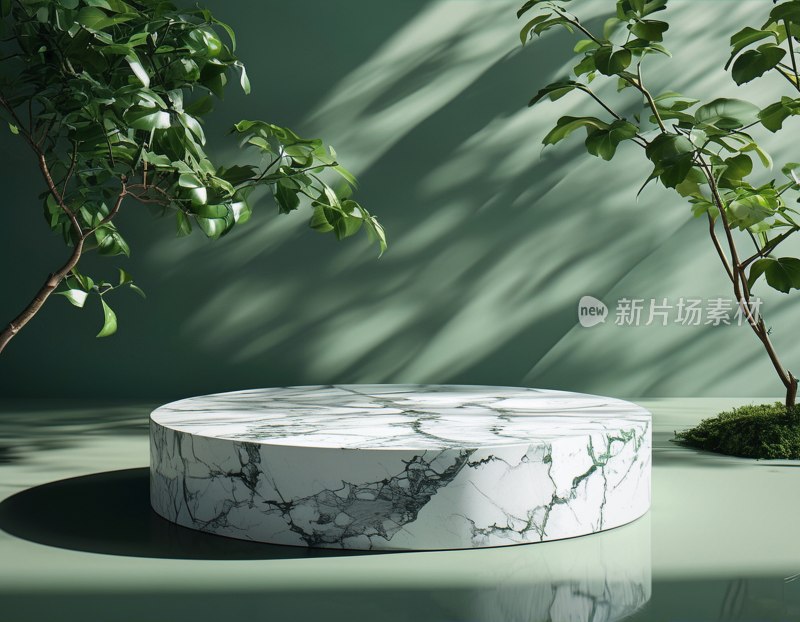 大理石圆台绿植壁纸