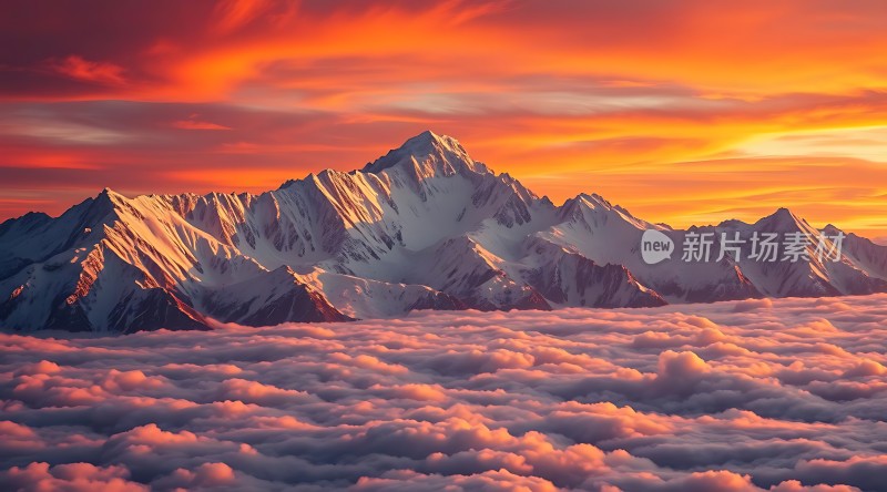 日出云海雪山奇景