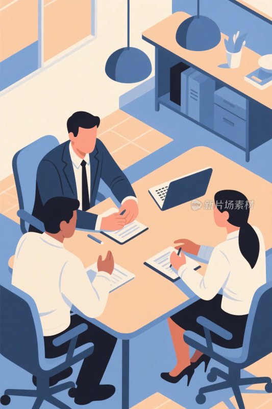 办公室会议插画场景