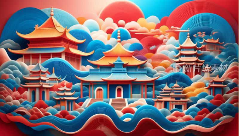 中国画山水画背景