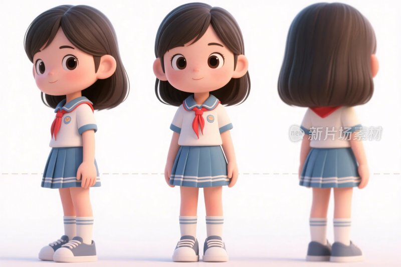 卡通校服女孩插画