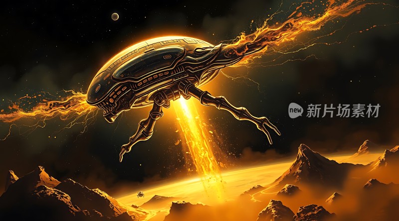 外星飞船降临异星球