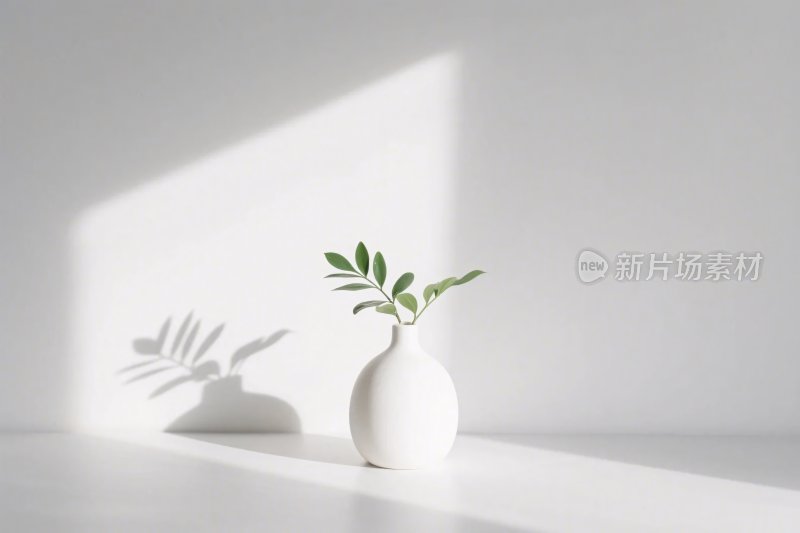 白色花瓶植物光影图