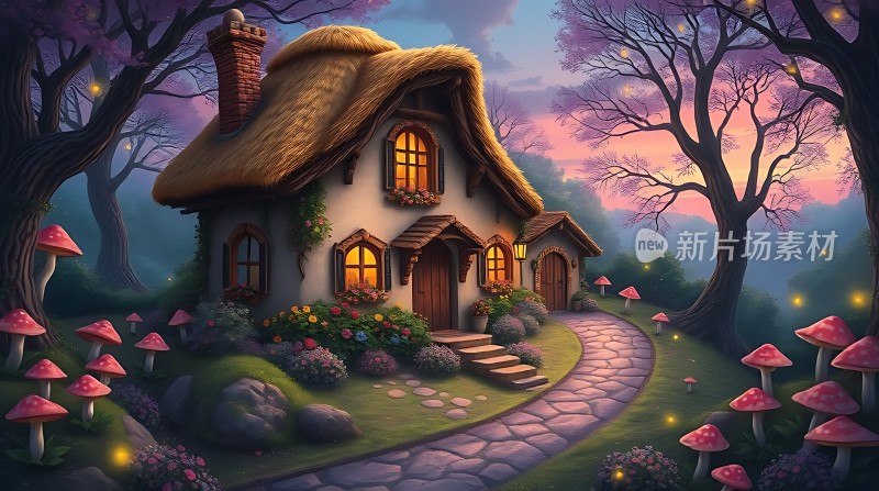 童话小屋梦幻森林中的温馨家园