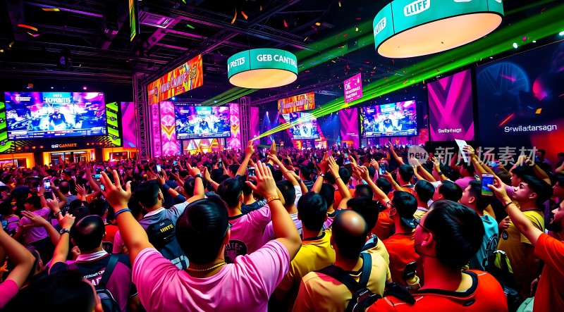 电音狂欢节万人共舞光影交错