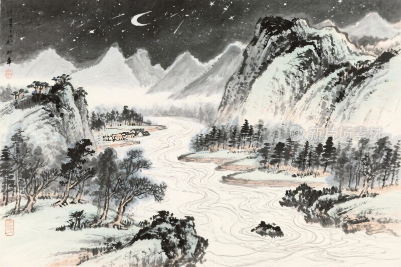 山水水墨风景图